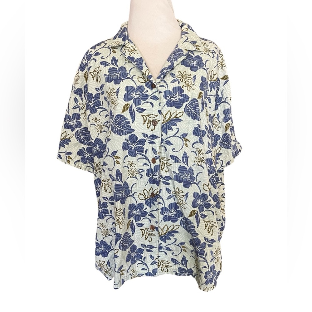 Vintage Hilo Hattie Hawaiian Shirt Women’s XL Made in Hawaii 100% Cotton